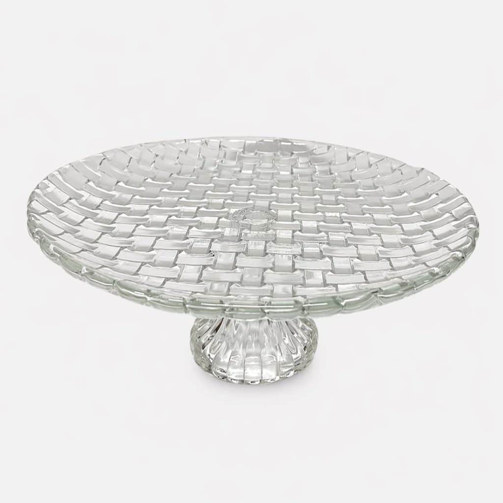 Base de cristal con relieve trenzado