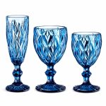Colección de copas facetadas azul