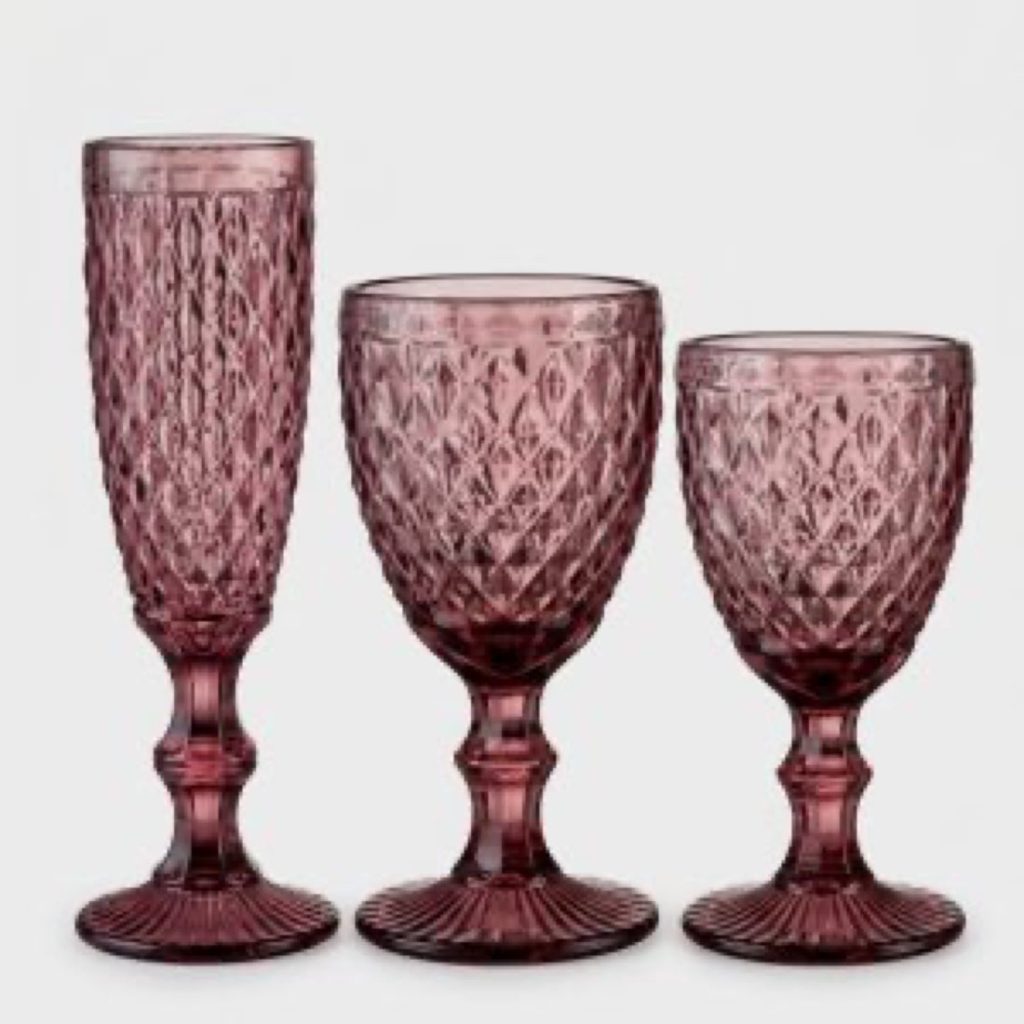 Rose faceted crystal glassware collection