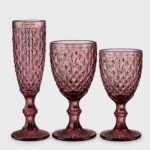 Rose faceted crystal glassware collection