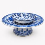 Pedestal de porcelana azul y blanca