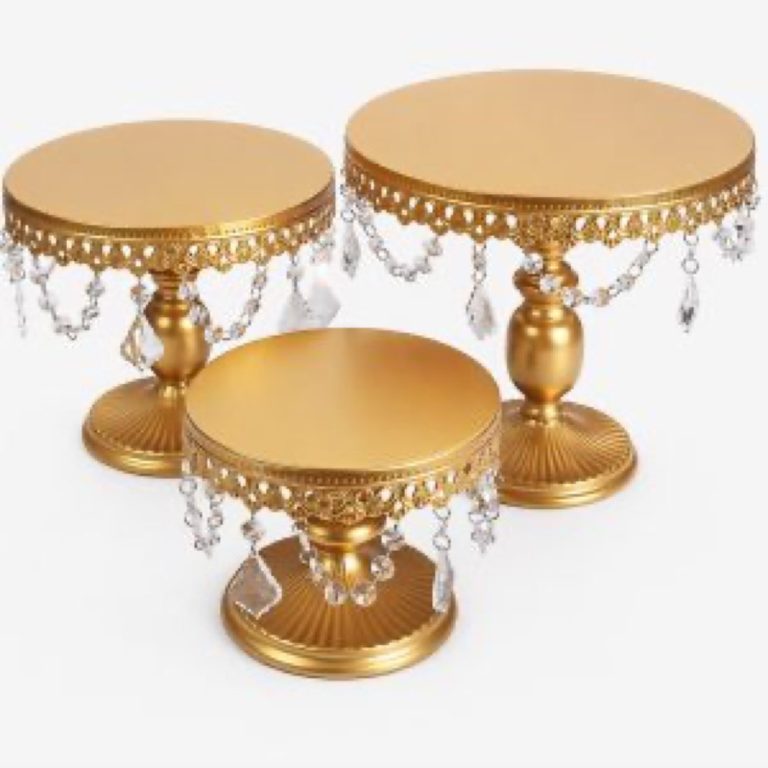 Gold crystal-drop cake stand set