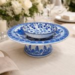Pedestal de porcelana azul y blanca