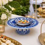 Pedestal de porcelana azul y blanca
