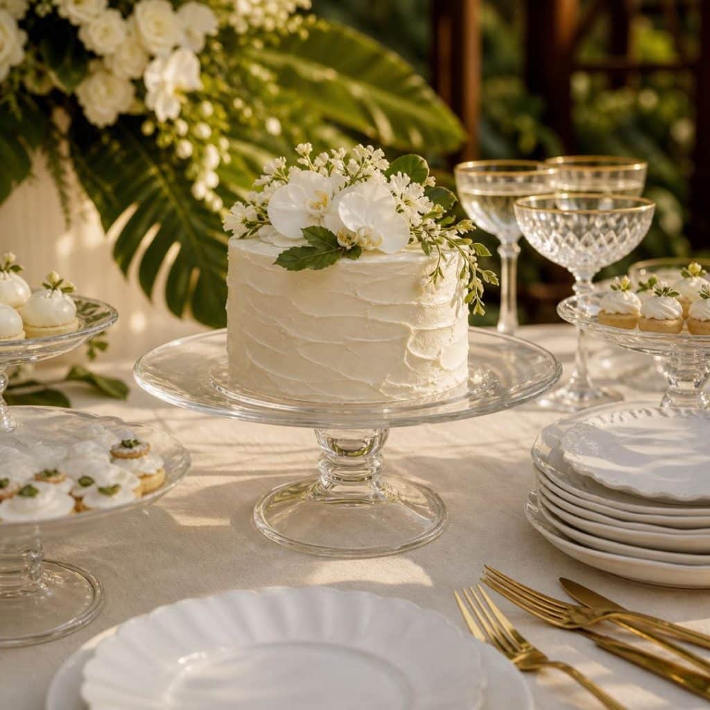 Classic clear glass pedestal cake stand