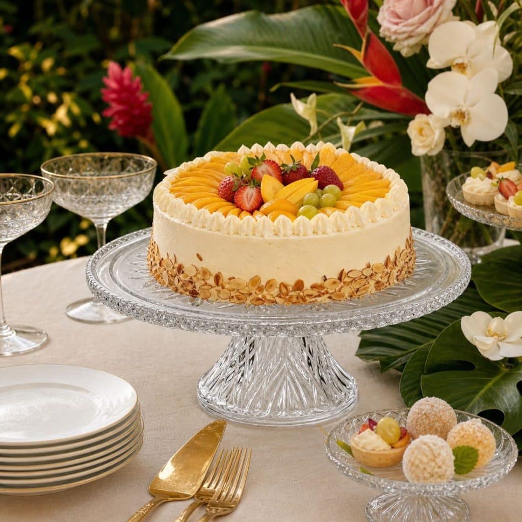 Cut crystal pedestal cake stand