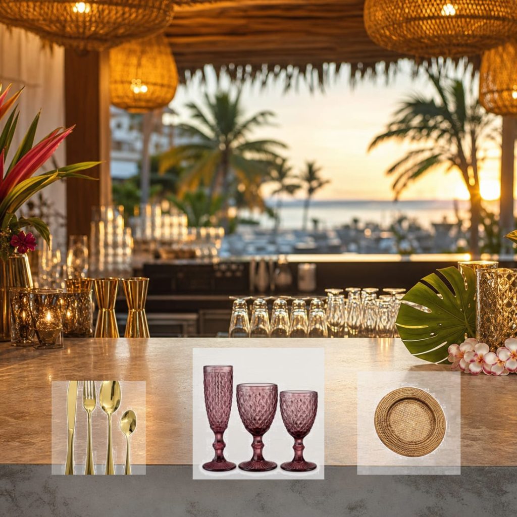 Rose faceted crystal glassware collection