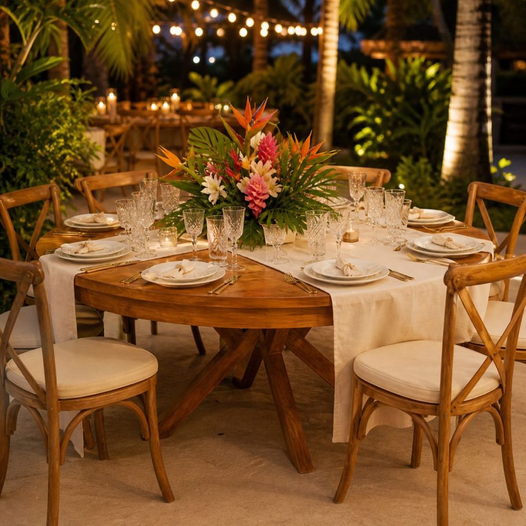 Round wooden table