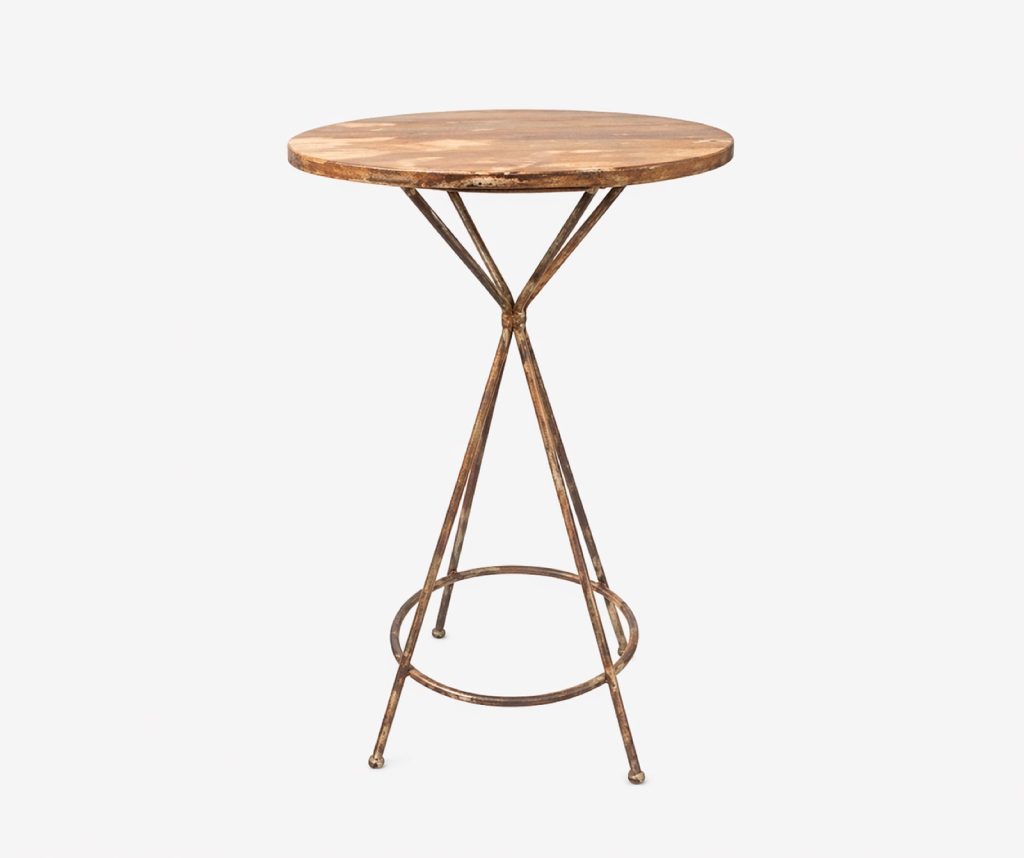 Round crossed-leg cocktail high table - Antique bronze