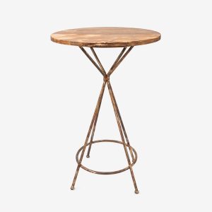 Round crossed-leg cocktail high table - Antique bronze