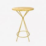 Round crossed-leg cocktail high table